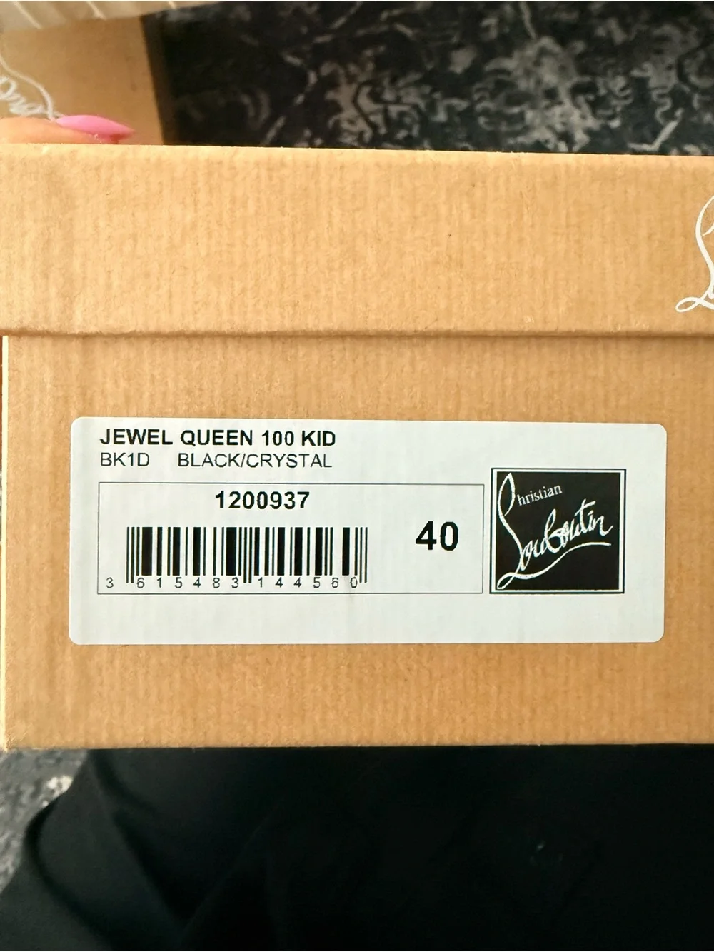 Christian Louboutin Black Satin Crystal Bow Slingback Heels